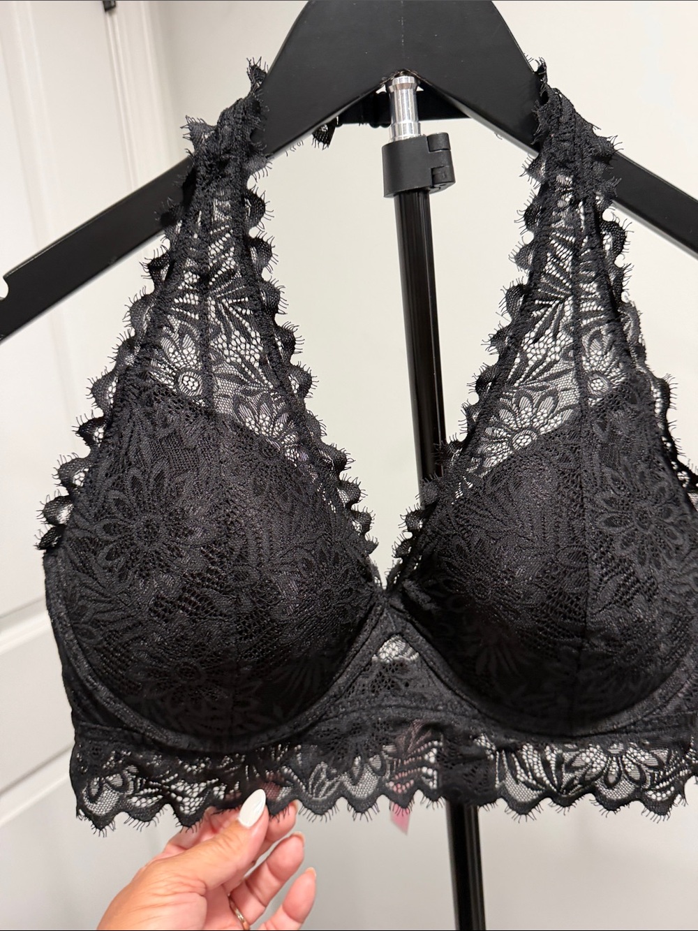 NWOT PINK Victoria's Secret Black Lace Longline Bralette - Picture 3 of 7